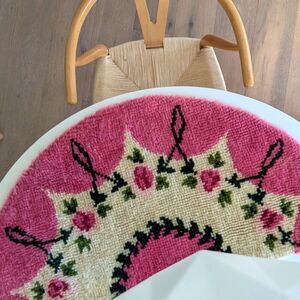 Floral Wool Latch Hook Rug